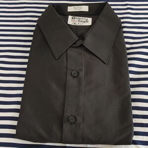 HENRY SEGAL BLACK REGULAR FIT LAYDOWN COLLAR DRESS SHIRT.